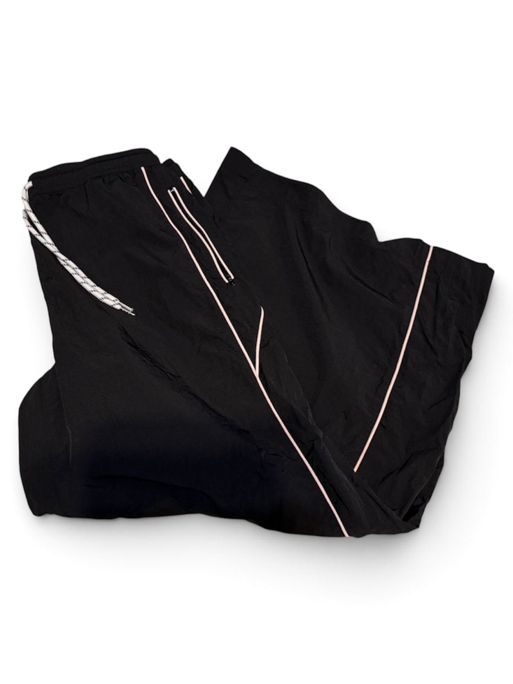 Size L | Wide Leg Black Women's track pants adjustable drawstring